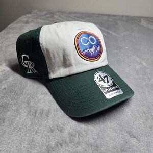Colorado Rockies Hat 47 Clean Up Adjustable Cap Colorado Flag Logo MLB Green NWT